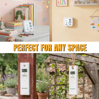Raddy Milo Kids Weather Station | Interactive Morning Routine Clock | 6 What-to-Wear Clothing Tips | Thumbs-Up Reward | Wireless Indoor/Outdoor Temp | IPX4 Sensor