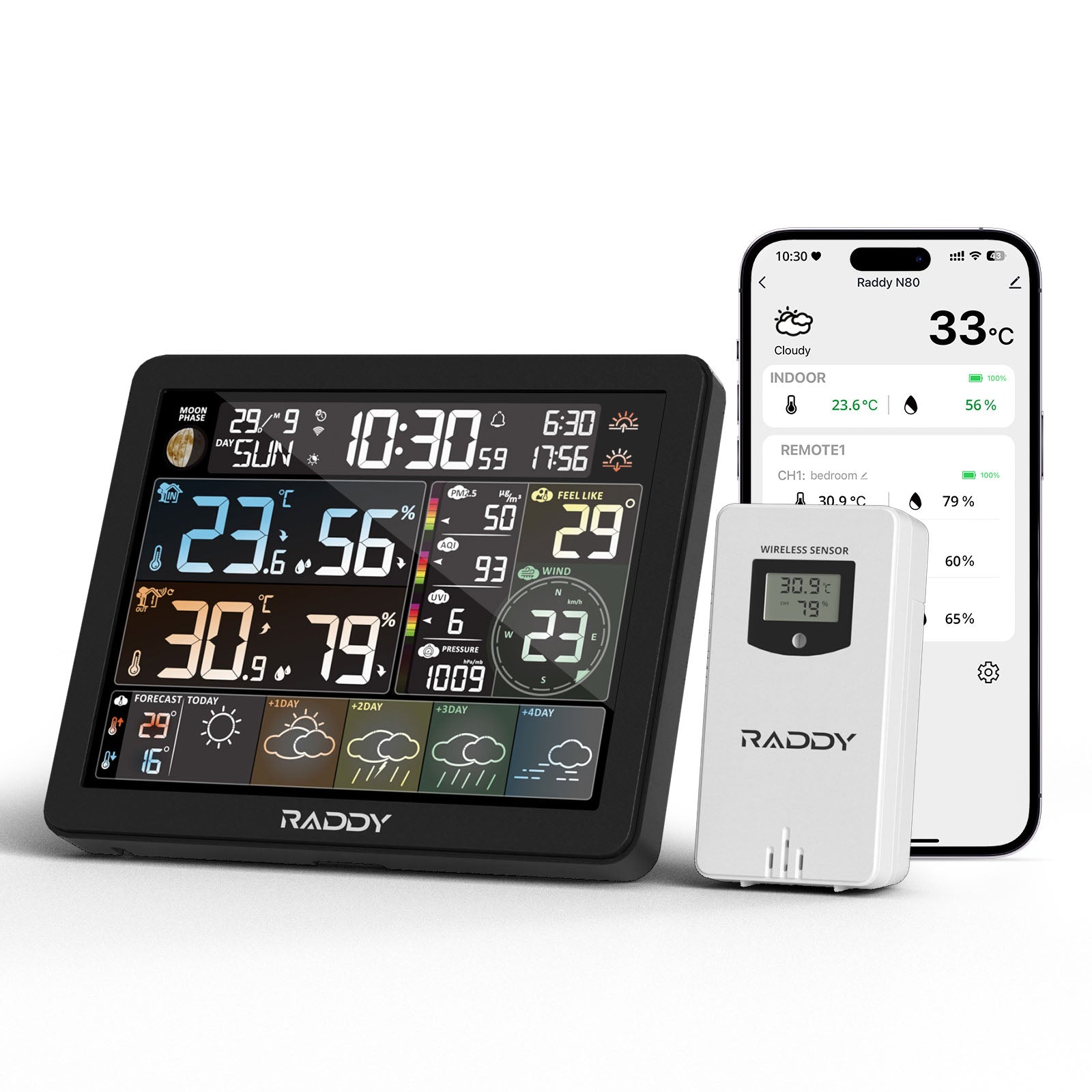 Raddy N80 Smart Wi-Fi Weather Station with APP Control