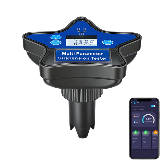 Raddy PM-1 Smart Pool Monitor | 9-in-1 Water Tester | App Monitoring & Data Export | High-Precision Sensors | 120H Floating Tester | For pH/Chlorine/ORP