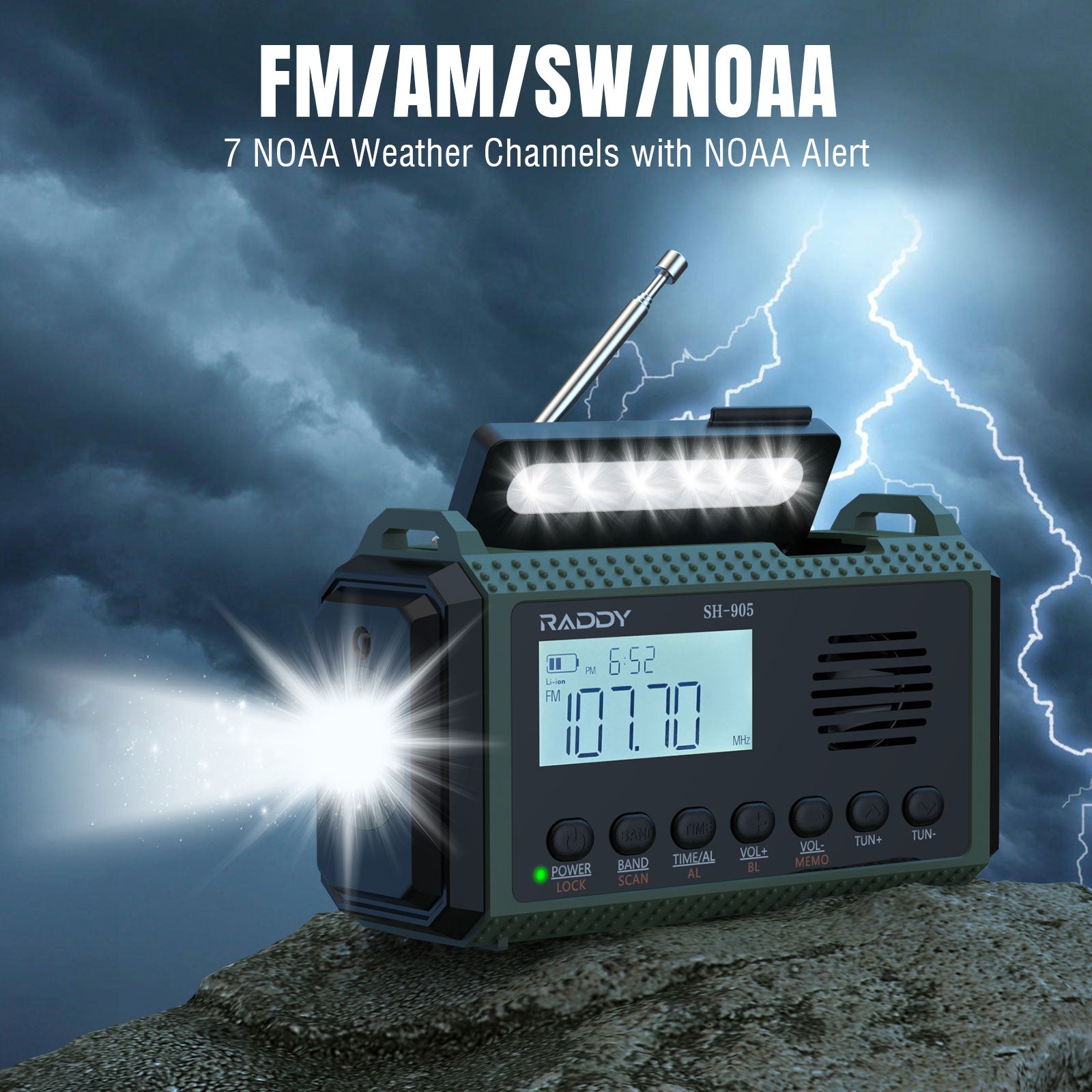 Raddy SH-905 Emergency Radio | AM/FM/SW/NOAA |