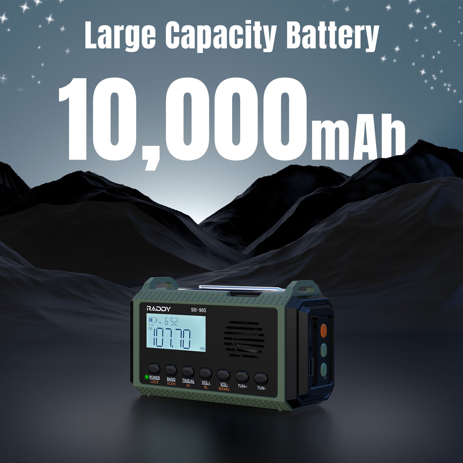 Raddy SH-905 Emergency Radio | 10000mAh battery 