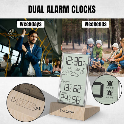 V5 Wireless Weather Station dual alarm clocks