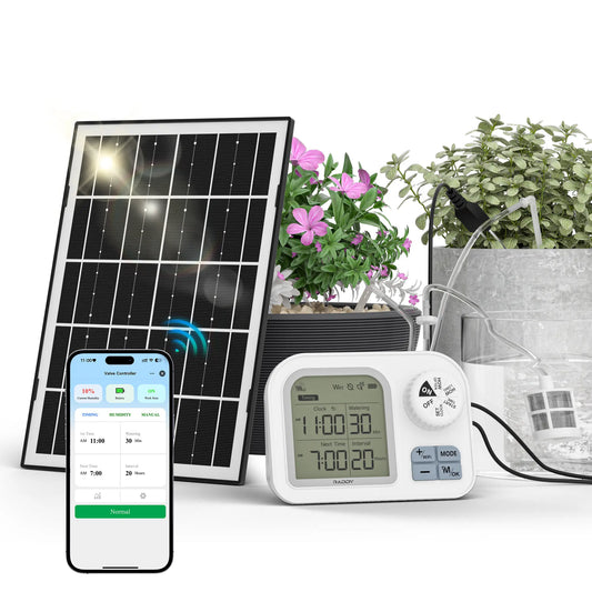 Raddy WS-74 Solar Irrigation System | Smart APP Control | IPX7 Waterproof | Soil Moisture Sensor | 2600mAh Battery | Automatic Watering Kit for 15 Plants
