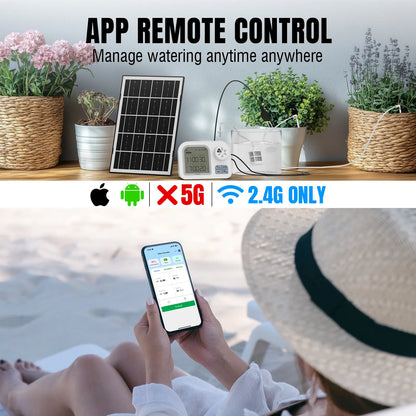 Raddy WS-74 Solar Irrigation System | Smart APP Control | IPX7 Waterproof | Soil Moisture Sensor | 2600mAh Battery | Automatic Watering Kit for 15 Plants