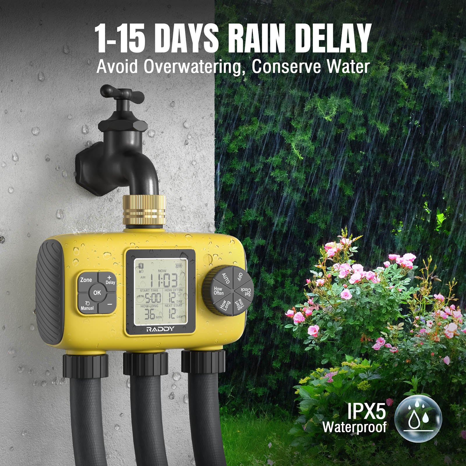Raddy WS-8 Sprinkler Timer rain delay