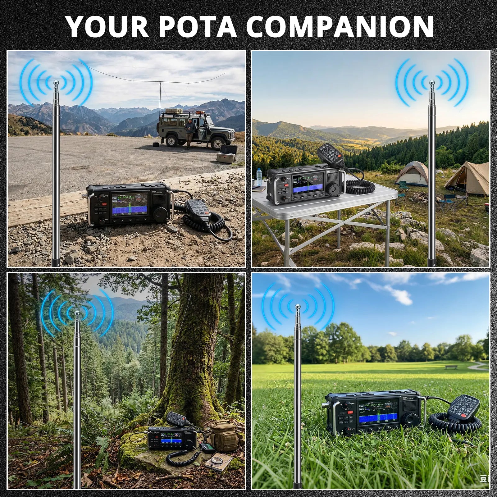 Radioddity HF-010 Portable HF Antenna | 6-80M | 3.5-50MHz | SWR 1-1.5 | Quick-Tuning - Radioddity