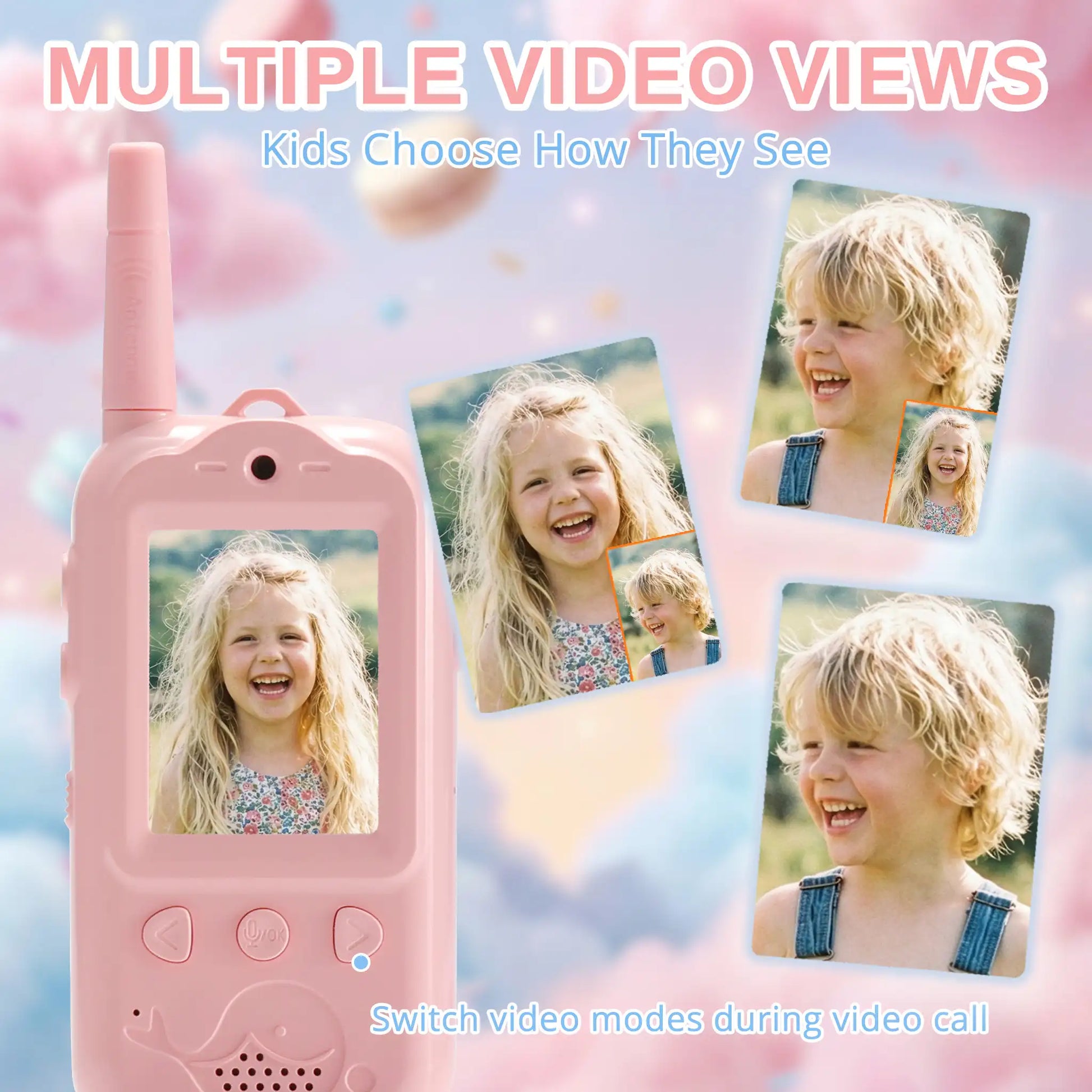 Radioddity KiddoTalk V1 Video Screen Walkie Talkies | 4 Fun Video Modes & Voice Effect | Toys for Boys&Girls - Radioddity