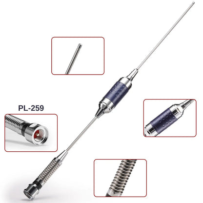 Radioddity CB-101 CB Antenna | 26–30MHz & 10M | 500W High Power | Low VSWR ≤1.5:1 | Telescopic Whip | PL259