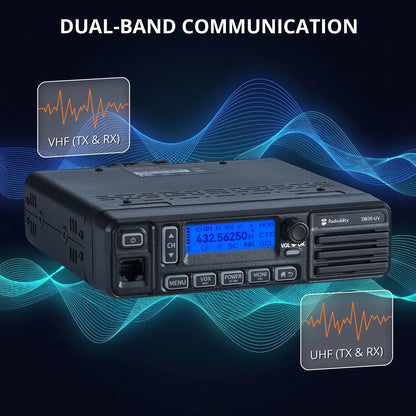 Radioddity DB35-UV Dual Band Radio | 35W High Power | Detachable Faceplate | NRC Noise Reduction | 7-Color LCD Display | Programming Cable Included