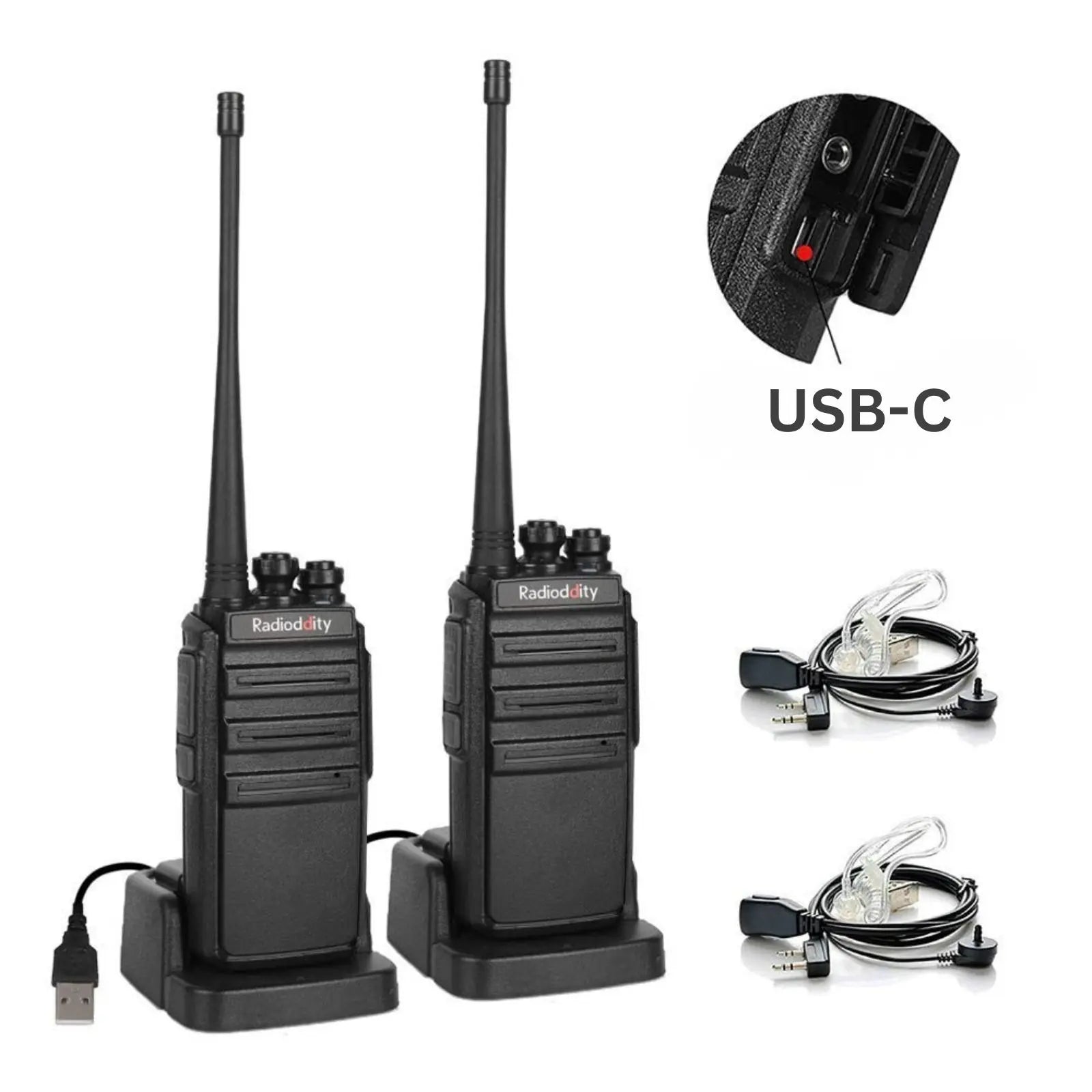 Radioddity GA-2S UHF Radio | VOX | Squelch | with 6-Way Charger Station [6 Pack+Cable] - Radioddity