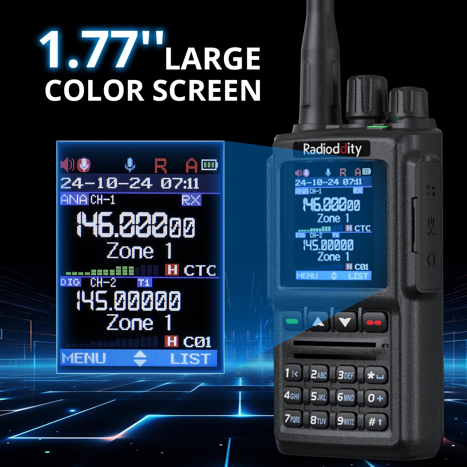 Radioddity GD-168 DMR Handheld Radio 1.77" large color screen