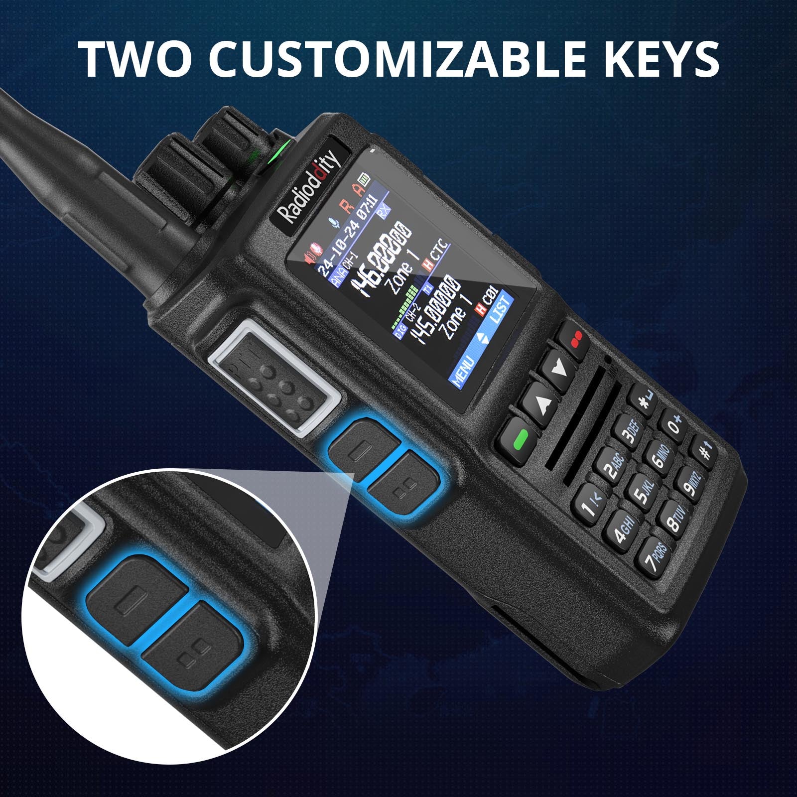 Radioddity GD-168 DMR Handheld Radio two customized keys