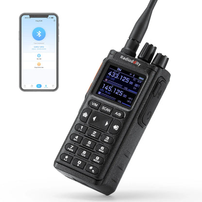Radioddity GS-10B 10W Ham Radio | Multi-Band TX & RX | BT APP Programmable | Dual PTT | Color Display | USB-C