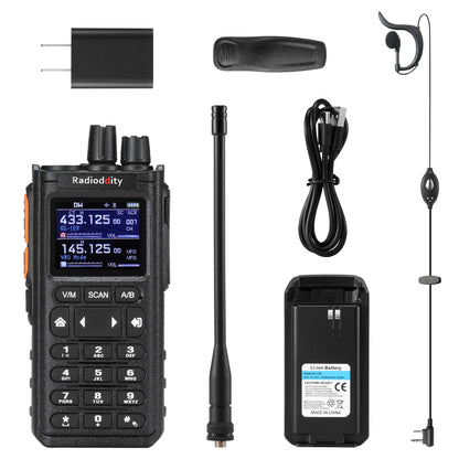 Radioddity GS-10B 10W Ham Radio | Multi-Band TX & RX | BT APP Programmable | Dual PTT | Color Display | USB-C