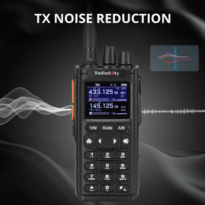 Radioddity GS-10B 10W Ham Radio | Multi-Band TX & RX | BT APP Programmable | Dual PTT | Color Display | USB-C