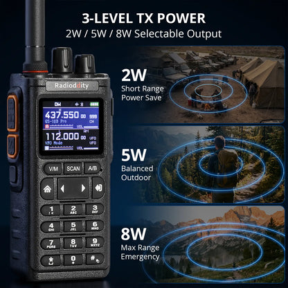 Radioddity GS-10B Pro 8W Ham Radio | Real-Time Spectrum | HF SSB CW Airband | Citizen Band | NOAA Receiver | BT APP Programming | 999 Channels | 2 Donut Antennas