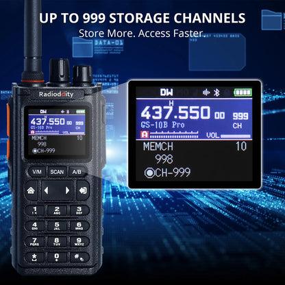 Radioddity GS-10B Pro 8W Ham Radio | Real-Time Spectrum | HF SSB CW Airband | Citizen Band | NOAA Receiver | BT APP Programming | 999 Channels | 2 Donut Antennas