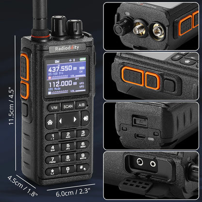 Radioddity GS-10B Pro 8W Ham Radio | Real-Time Spectrum | HF SSB CW Airband | Citizen Band | NOAA Receiver | BT APP Programming | 999 Channels | 2 Donut Antennas