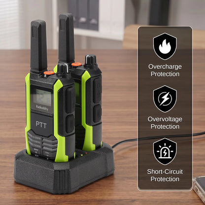 Radioddity HD-2 Dual-Slot Desktop Charger | USB-C Charging Dock | For HD-2 Walkie Talkies & Spare Batteries | Smart LED Indicator | Multi-Protection Safety Circuit