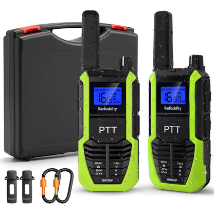 Radioddity HD-2 Walkie Talkies |  FRS/PMR | IP67 Waterproof & Heavy-Duty | Cold-Weather Ready | Emergency USB-C Power Output | 2500mAh Battery | Dual PTT | NOAA Alerts