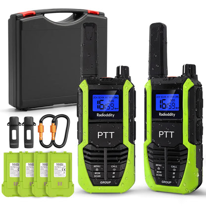 Radioddity HD-2 Walkie Talkies |  FRS/PMR | IP67 Waterproof & Heavy-Duty | Cold-Weather Ready | Emergency USB-C Power Output | 2500mAh Battery | Dual PTT | NOAA Alerts