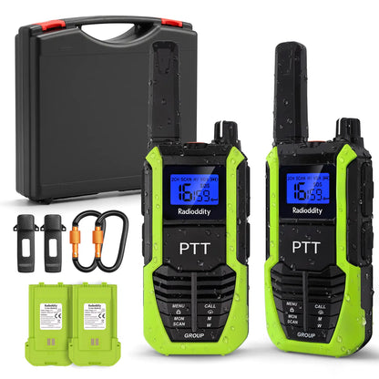 Radioddity HD-2 Walkie Talkies |  FRS/PMR | IP67 Waterproof & Heavy-Duty | Cold-Weather Ready | Emergency USB-C Power Output | 2500mAh Battery | Dual PTT | NOAA Alerts