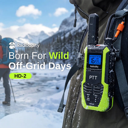 Radioddity HD-2 Walkie Talkies |  FRS/PMR | IP67 Waterproof & Heavy-Duty | Cold-Weather Ready | Emergency USB-C Power Output | 2500mAh Battery | Dual PTT | NOAA Alerts