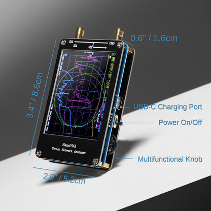 NanoVNA-H Vector Network Analyzer size & button details