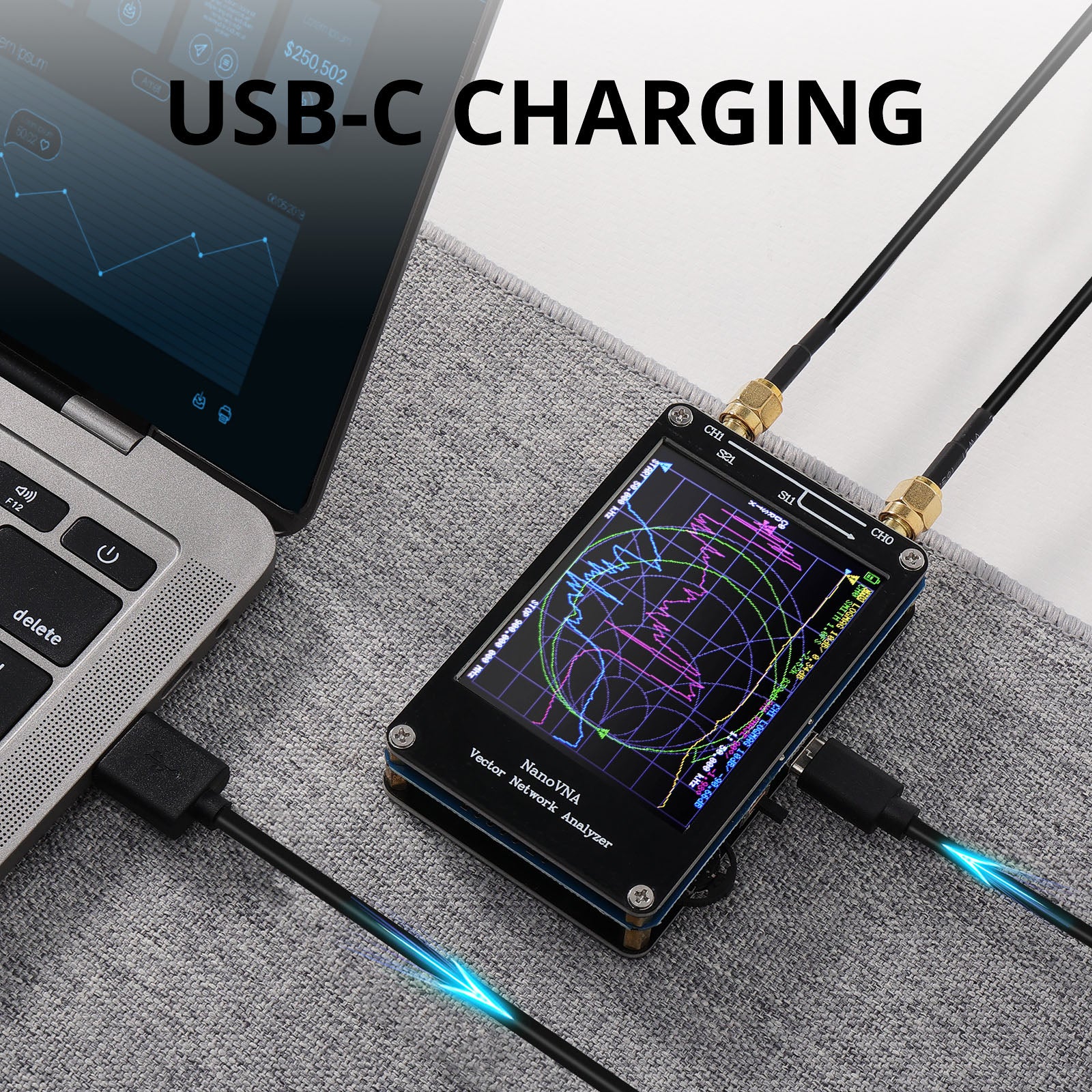 NanoVNA-H Vector Network Analyzer USB-C charging