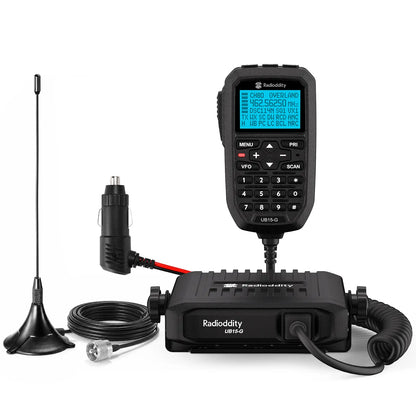 Radioddity UB15-G 15W GMRS Mobile Radio | Full Keypad Control Microphone | Dual-Way Noise Reduction | Repeater Capable | NOAA Alert & Recording | 7-Color LCD