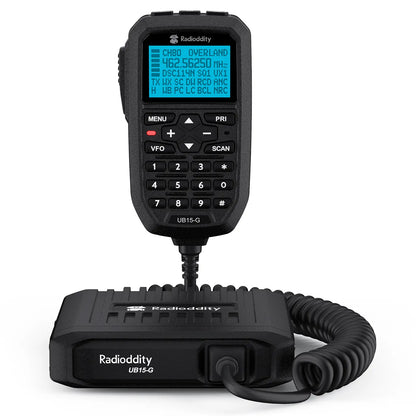 Radioddity UB15-G 15W GMRS Mobile Radio | Full Keypad Control Microphone | Dual-Way Noise Reduction | Repeater Capable | NOAA Alert & Recording | 7-Color LCD