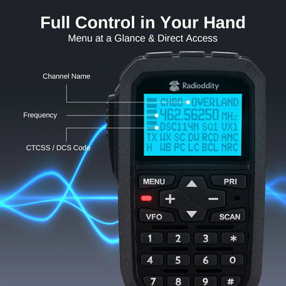 Radioddity UB15-G 15W GMRS Mobile Radio | Full Keypad Control Microphone | Dual-Way Noise Reduction | Repeater Capable | NOAA Alert & Recording | 7-Color LCD
