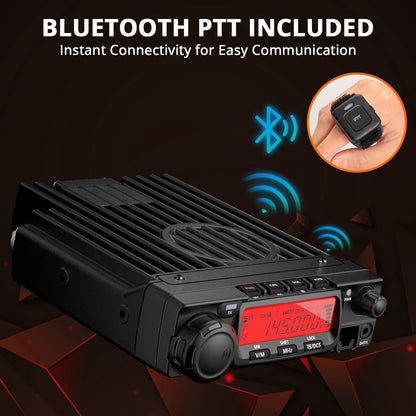 Radioddity VB70-B Mobile Radio | VHF | Max 70W | Bluetooth PTT | Background Noise Reduction | Air Band