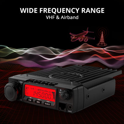 Radioddity VB70-B Mobile Radio | VHF | Max 70W | Bluetooth PTT | Background Noise Reduction | Air Band