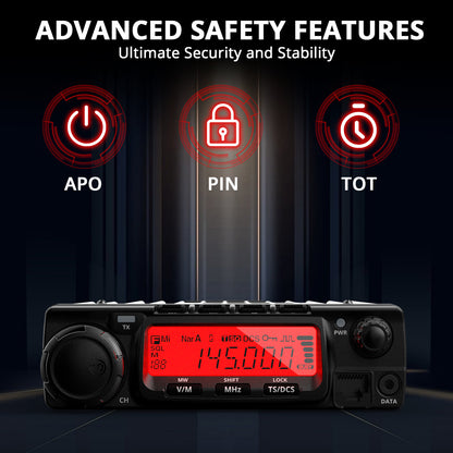 Radioddity VB70-B Mobile Radio | VHF | Max 70W | Bluetooth PTT | Background Noise Reduction | Air Band