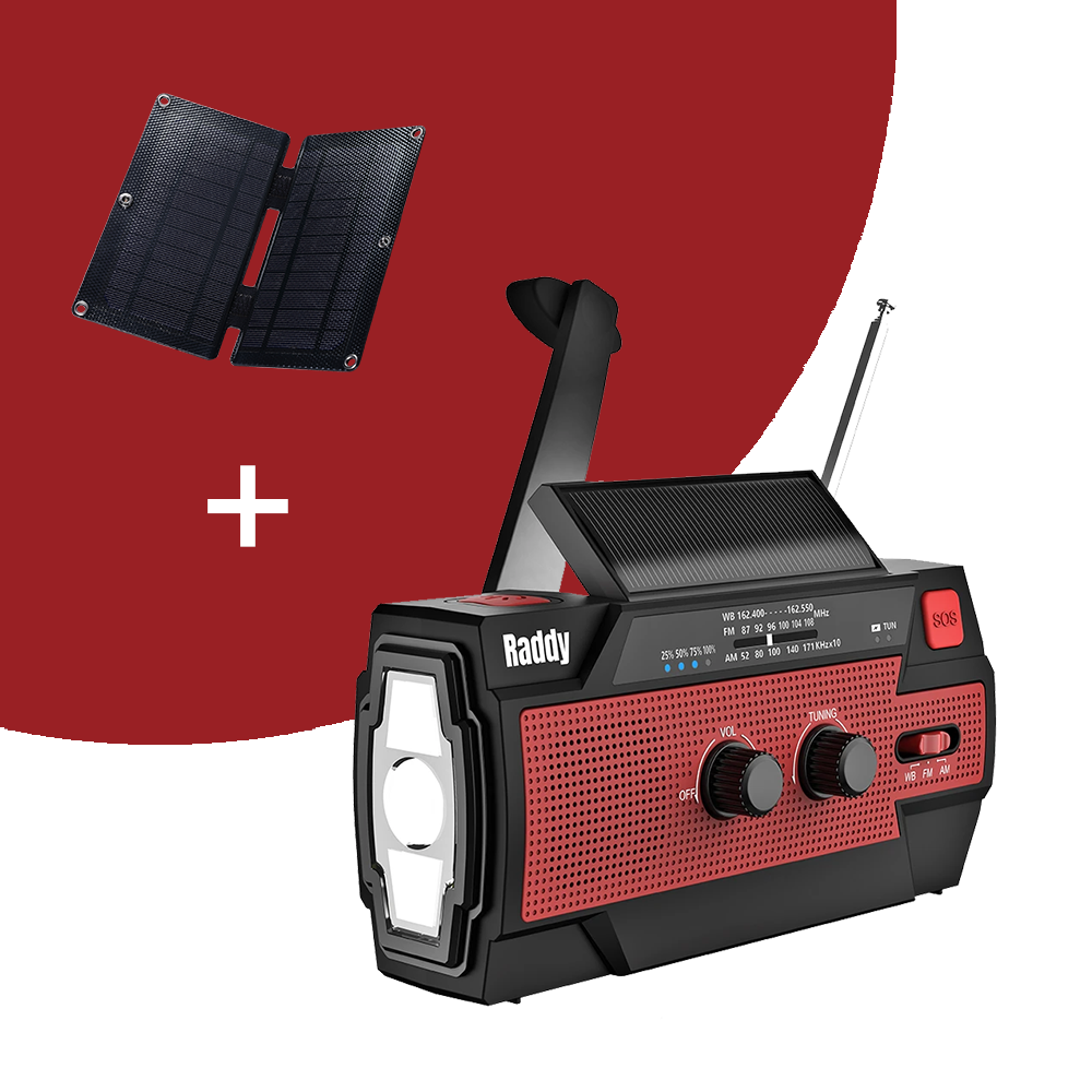Raddy SW3 Emergency Radio | 5000mAh | Hand Crank | Solar-Powered | FM/AM - Radioddity