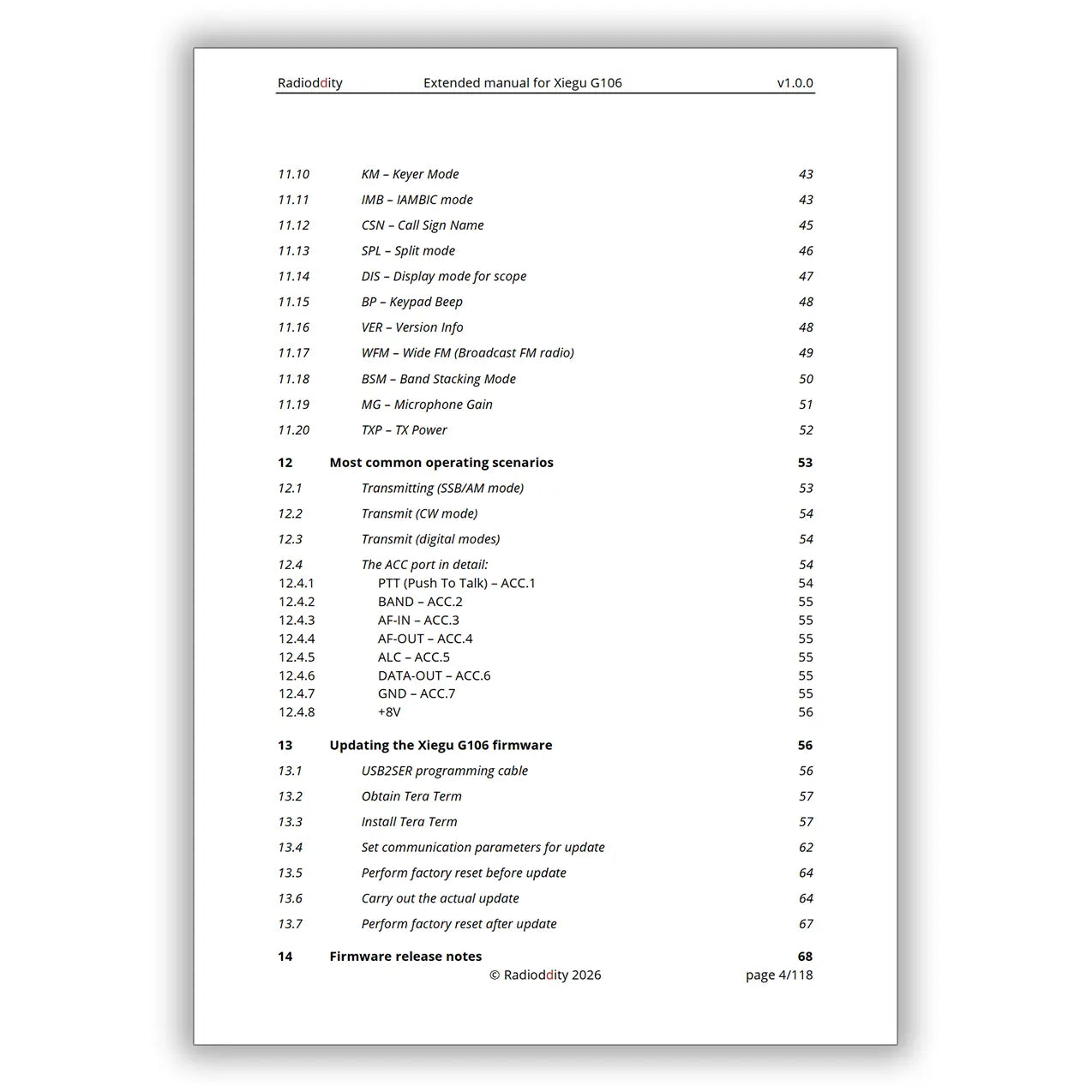 [eBook] Radioddity Extended Manual for Xiegu G106 - Radioddity