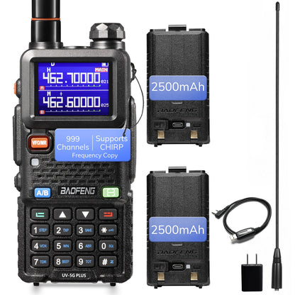 Baofeng UV-5G Plus GMRS Radio | 5W | 2500mAh USB-C Battery | Frequency Copy | 999 CH | NOAA | Support Chirp - Radioddity