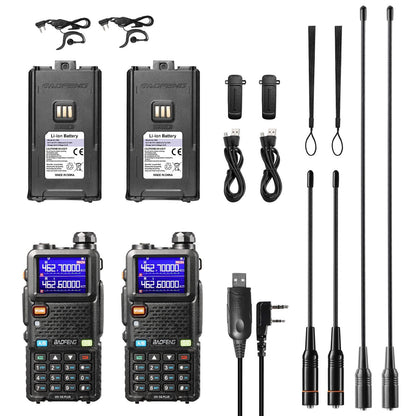 Baofeng UV-5G Plus GMRS Radio | 5W | 2500mAh USB-C Battery | Frequency Copy | 999 CH | NOAA | Support Chirp - Radioddity