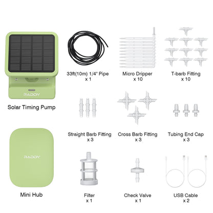 Raddy WS-2 Wi-Fi Drip Irrigation System | APP-Controlled | DIY Automatic Water Pump |  Dual Power Supply - Radioddity