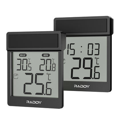 Two WT-1 thermometers with temperature display on a white background, branded 'Raddy'.