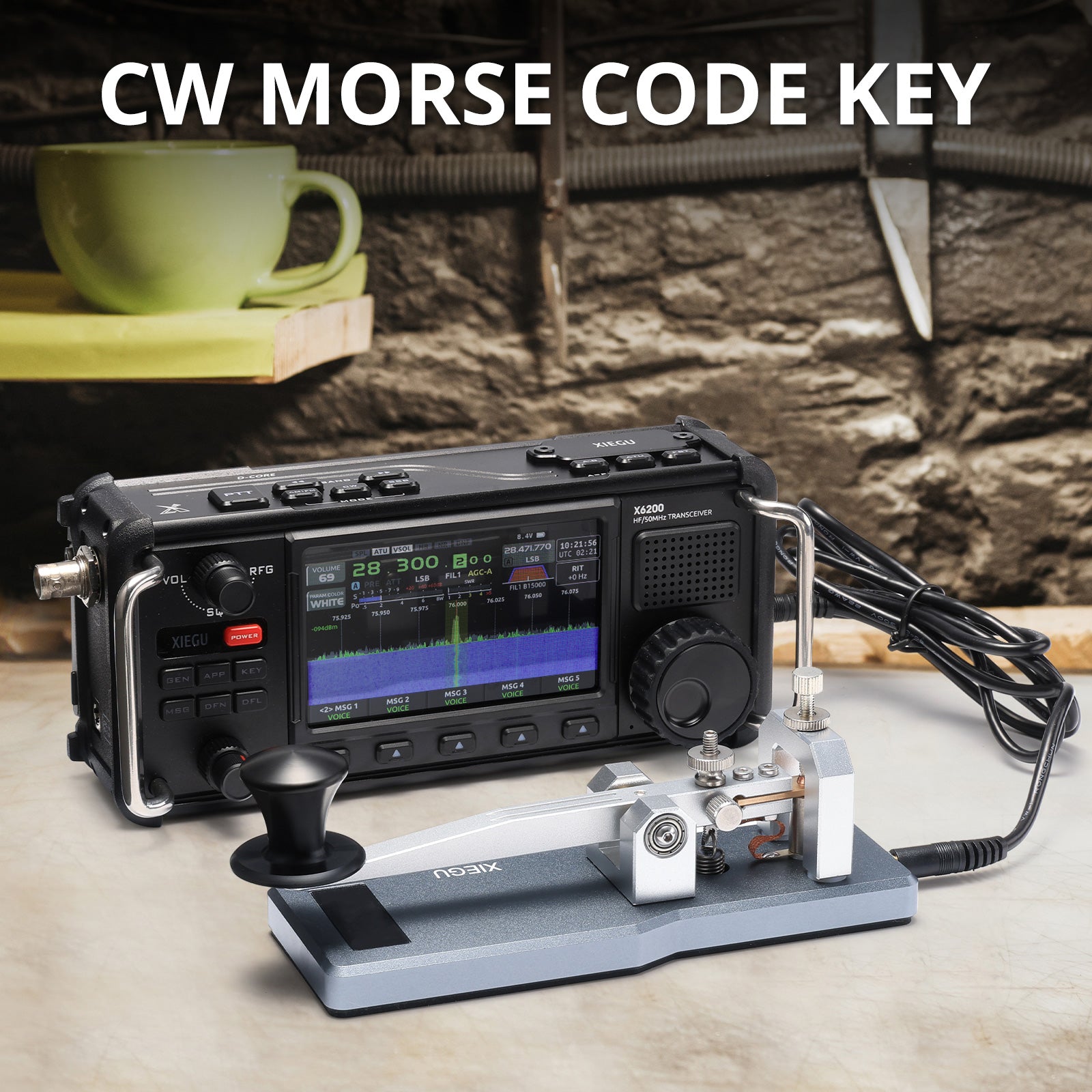 Xiegu VK-5 Mini CW Straight Key | Morse Code Key | 3.5mm Jack | Durable CNC Aluminum Base | for HF Transceiver G90 X6100 X6200 X5105 G106 - Radioddity