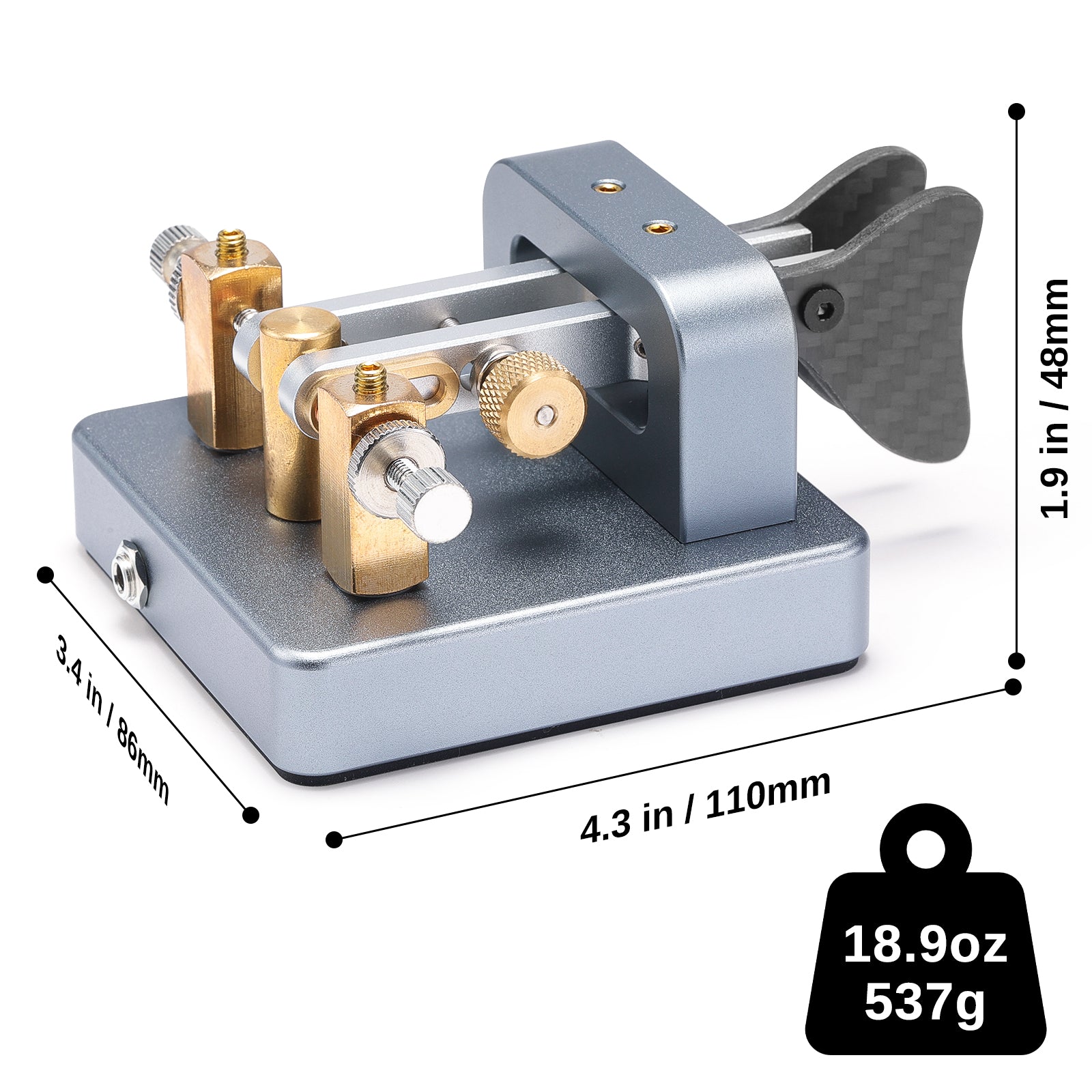 Xiegu VK-6 Iambic CW Morse Code Key | Dual Paddle | Adjustable Spring | 3.5mm Plug | Durable CNC Aluminum Base | for HF Transceiver G90 X6100 X6200 X5105 G106 - Radioddity