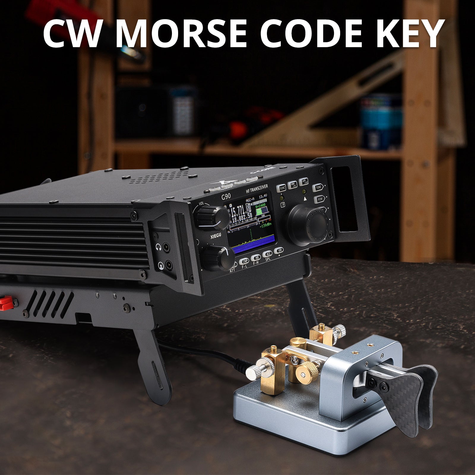 Xiegu VK-6 Iambic CW Morse Code Key | Dual Paddle | Adjustable Spring | 3.5mm Plug | Durable CNC Aluminum Base | for HF Transceiver G90 X6100 X6200 X5105 G106 - Radioddity