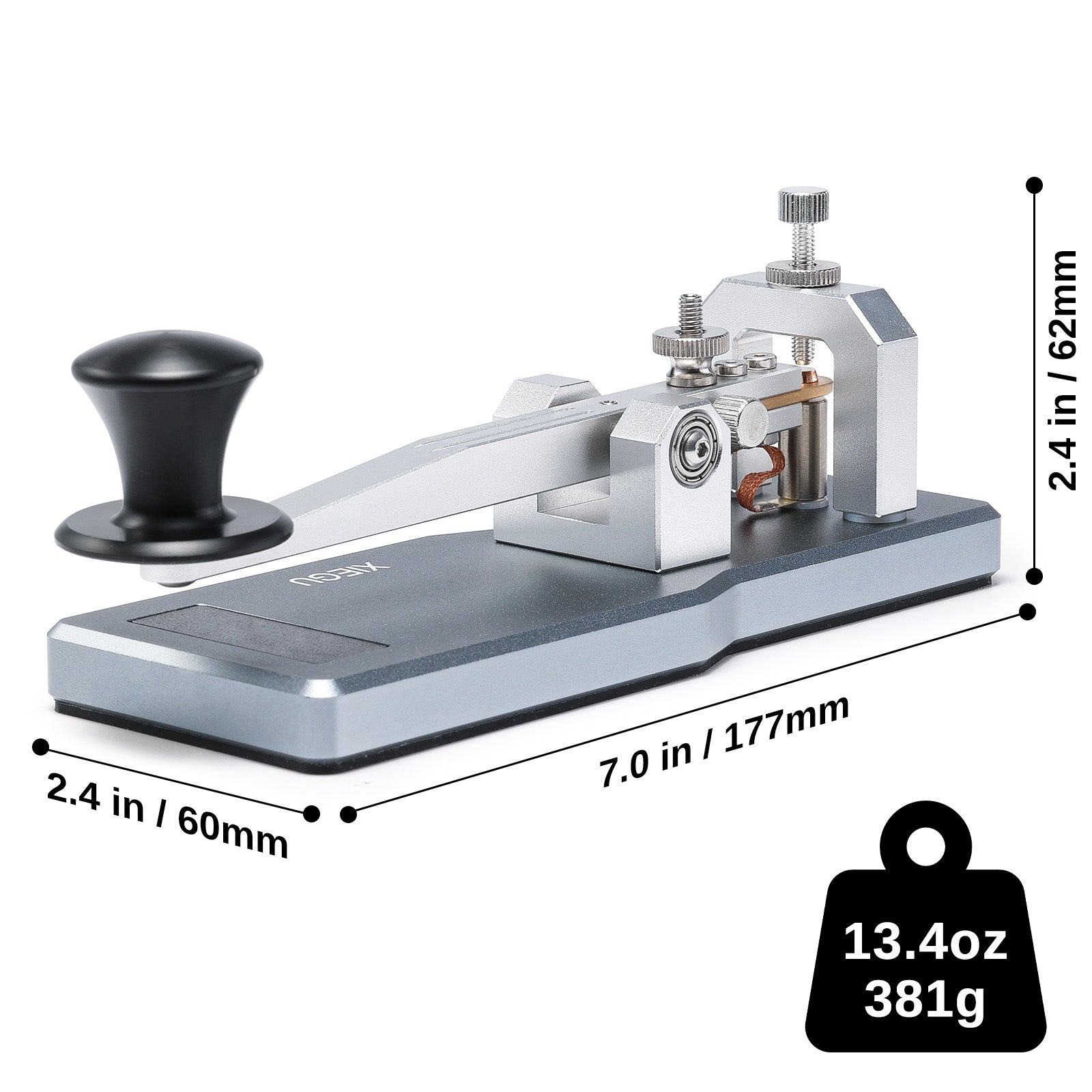 Xiegu VK-5 Mini CW Straight Key | Morse Code Key | 3.5mm Jack | Durable CNC Aluminum Base | for HF Transceiver G90 X6100 X6200 X5105 G106 - Radioddity