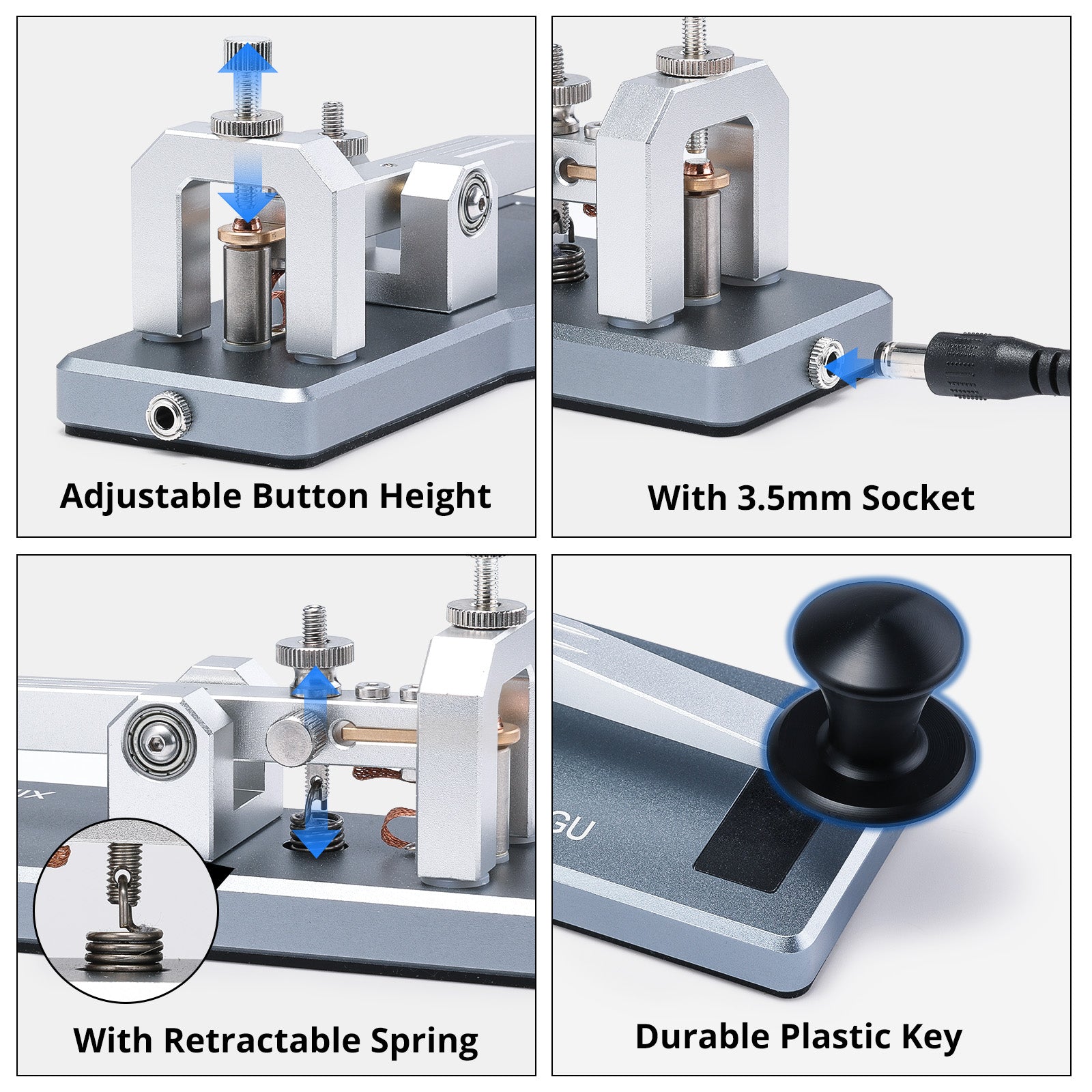 Xiegu VK-5 Mini CW Straight Key | Morse Code Key | 3.5mm Jack | Durable CNC Aluminum Base | for HF Transceiver G90 X6100 X6200 X5105 G106 - Radioddity