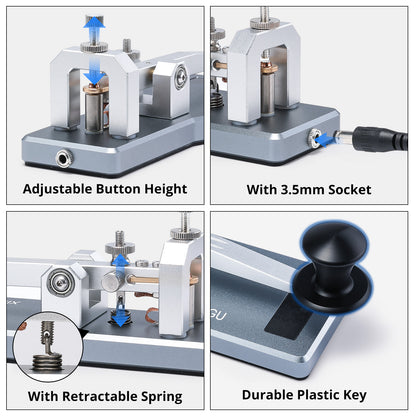 Xiegu VK-5 Mini CW Straight Key | Morse Code Key | 3.5mm Jack | Durable CNC Aluminum Base | for HF Transceiver G90 X6100 X6200 X5105 G106 - Radioddity