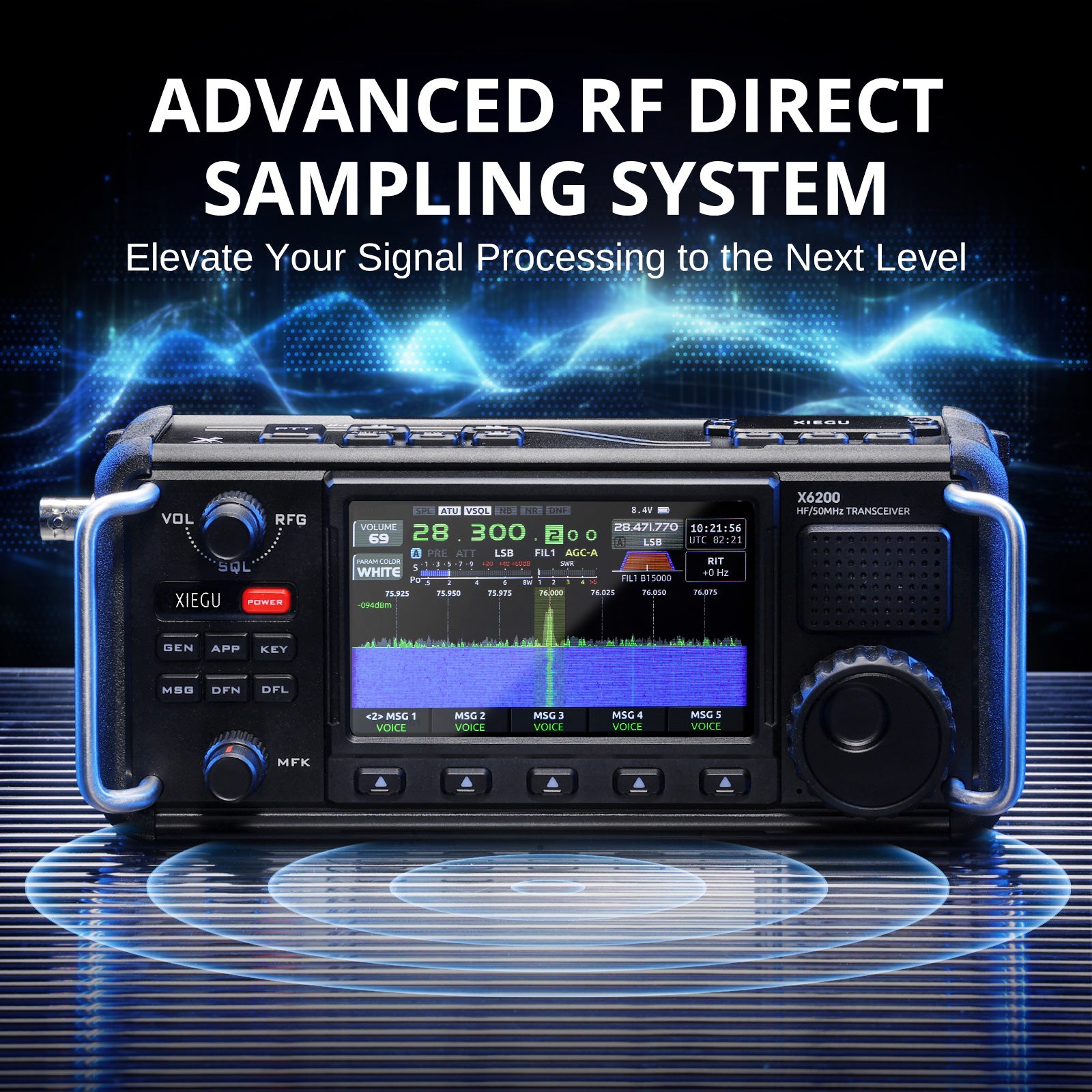 Xiegu X6200 HF Transceiver | 8W | Full Mode Full Band | RF Direct Sampling | Replaceable Battery | Built-in ATU | SDR Structure | WFM AIR RX - Radioddity