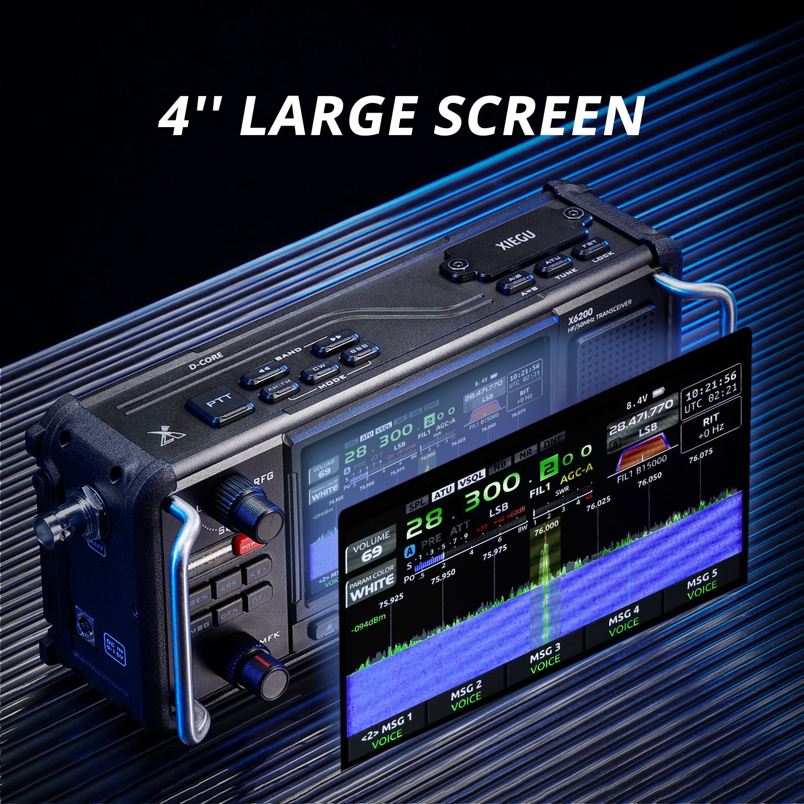 Xiegu X6200 HF Transceiver | 8W | Full Mode Full Band | RF Direct Sampling | Replaceable Battery | Built-in ATU | SDR Structure | WFM AIR RX - Radioddity