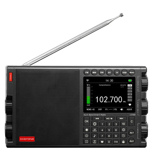 Black CHOYONG LC100 radio with telescopic antenna, color display and numeric keypad